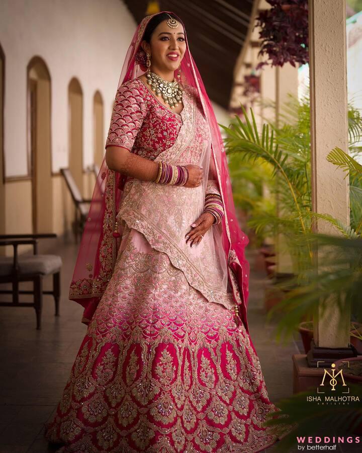 Best New Latest Pink Color Lehenga For Bride Online Cost.