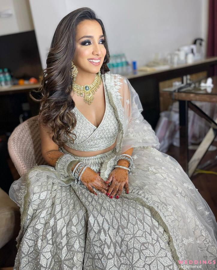 20 Bridal Silver Lehengas That Will Make You Fall In Love With The Col –  WedBook | Indian bridesmaids, Bridal lehenga, Bridal