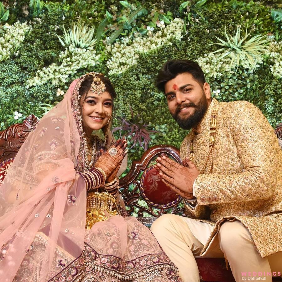 Best couple pose with lehenga and sherwani | Indian bride photography poses,  Couple wedding dress, Wedding couple poses