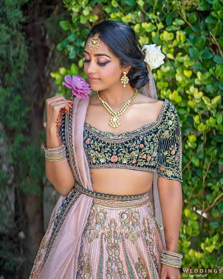 This Bride Rocked a Blue - Pink Lehenga & The Cutest Mehendi Blouse Design  At Her Cross Cultural Wedding in Delhi! - Witty Vows