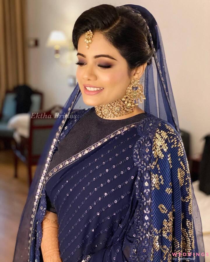 Eesha rebba in a blue silk saree! | Fashionworldhub