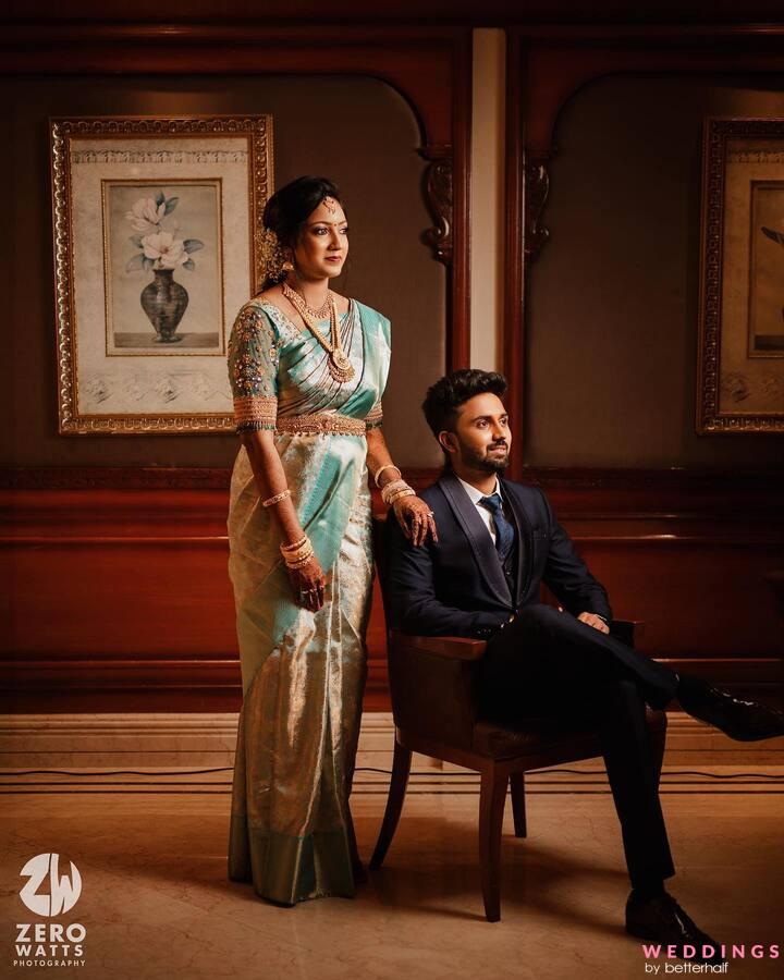 Indian couple in formal wear posing for picture. | Photo 271303