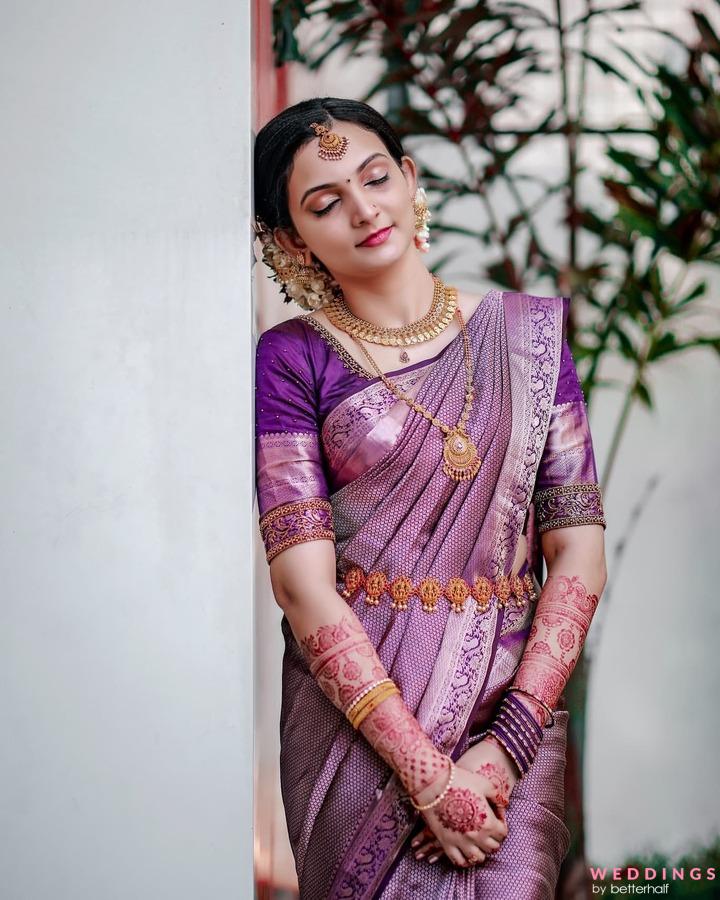 Buy Purple Kanjivaram Saree online-Devatithi