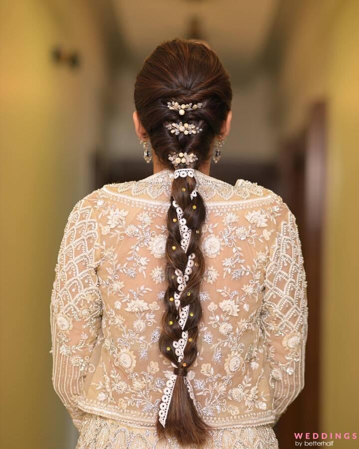 Looking for something beyond a bun and a simple braid? Go for a messy braid!  It's very easy to … | Engagement hairstyles, Long hair styles, Indian  bridal hairstyles