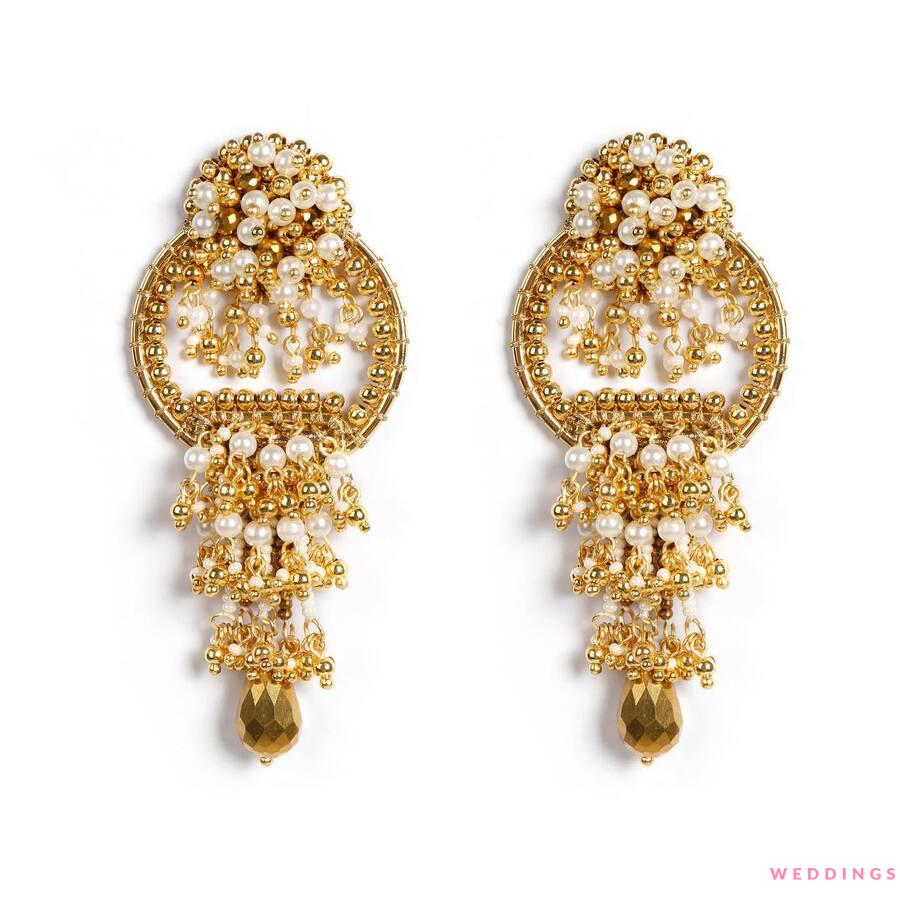 Drop Earring Golden Brass Gold Plated Earrings at Rs 180/pair in Jaipur |  ID: 2851255510391