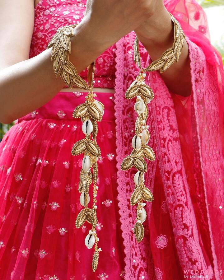 Photo of pink and grey lehenga