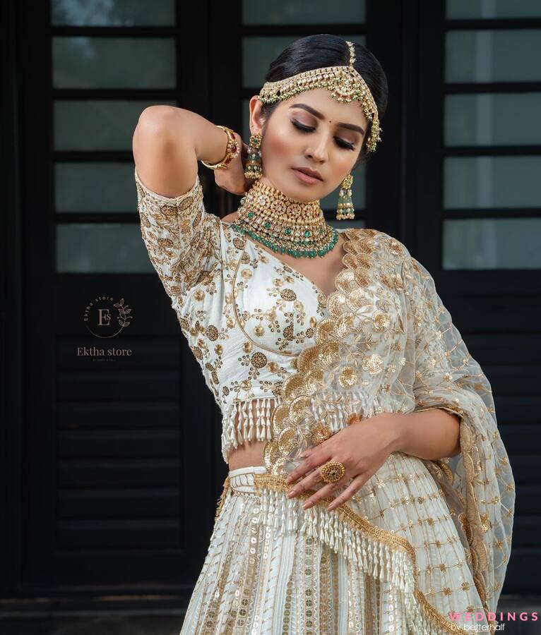 Anu Emmanuel Nails the Embellished Off-white Lehenga With Heavy Jewelry