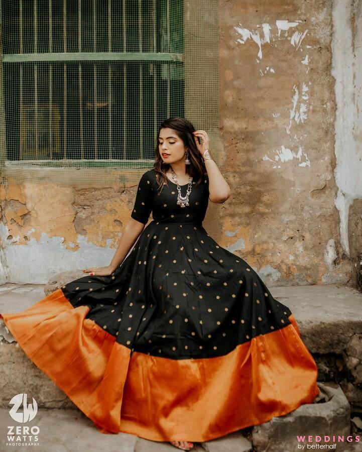 W top black anarkali