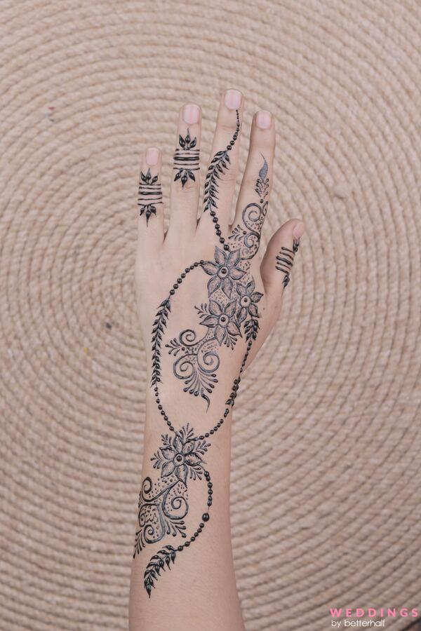 Photo of easy & simple back hand mehndi design for bride's