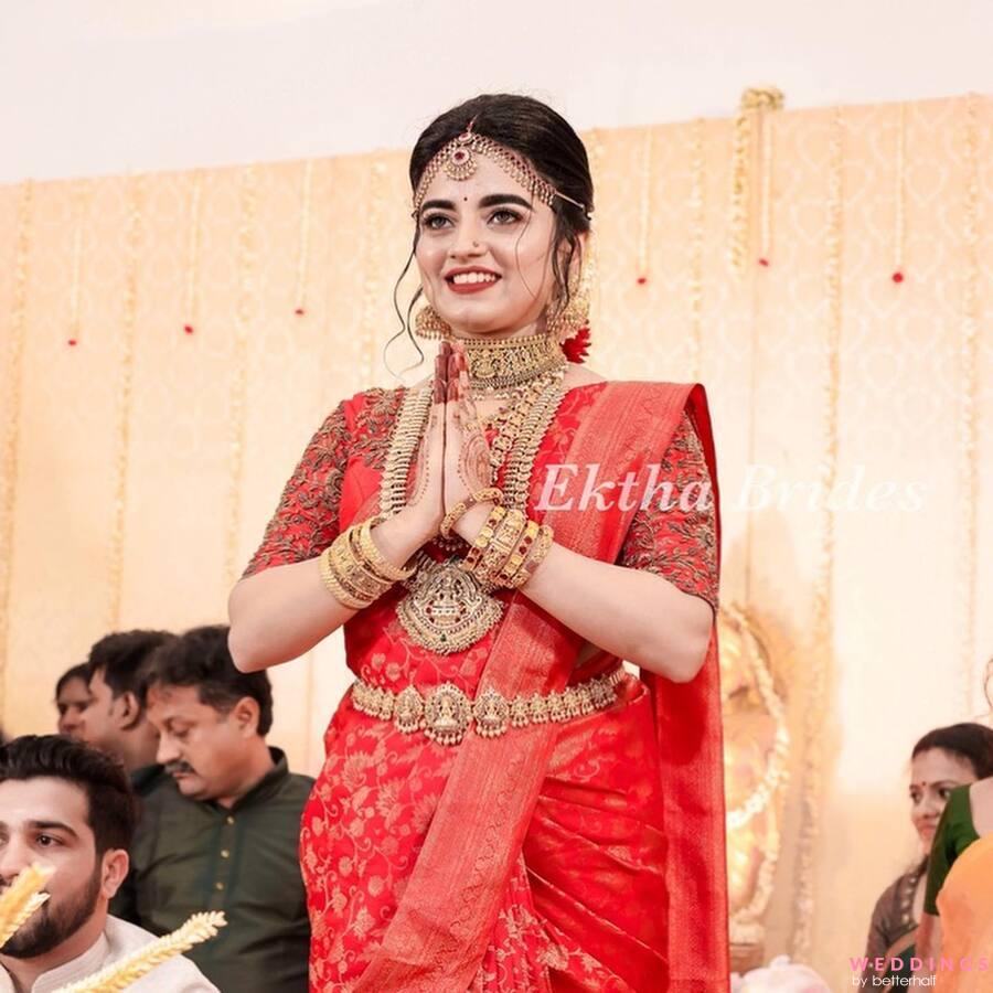 Red Bridal South Silk Kanjivaram Saree | Bridal sarees south indian, Indian  bridal fashion, South indian bride saree