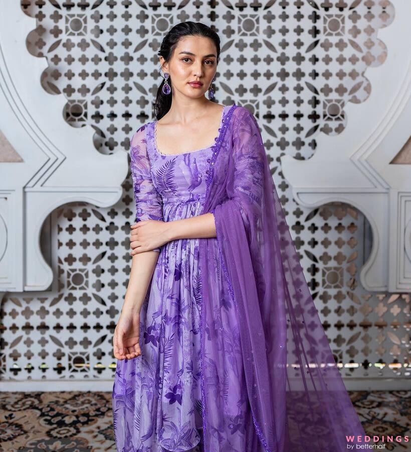 Purple Coloured Rayon Anarkali Dress
