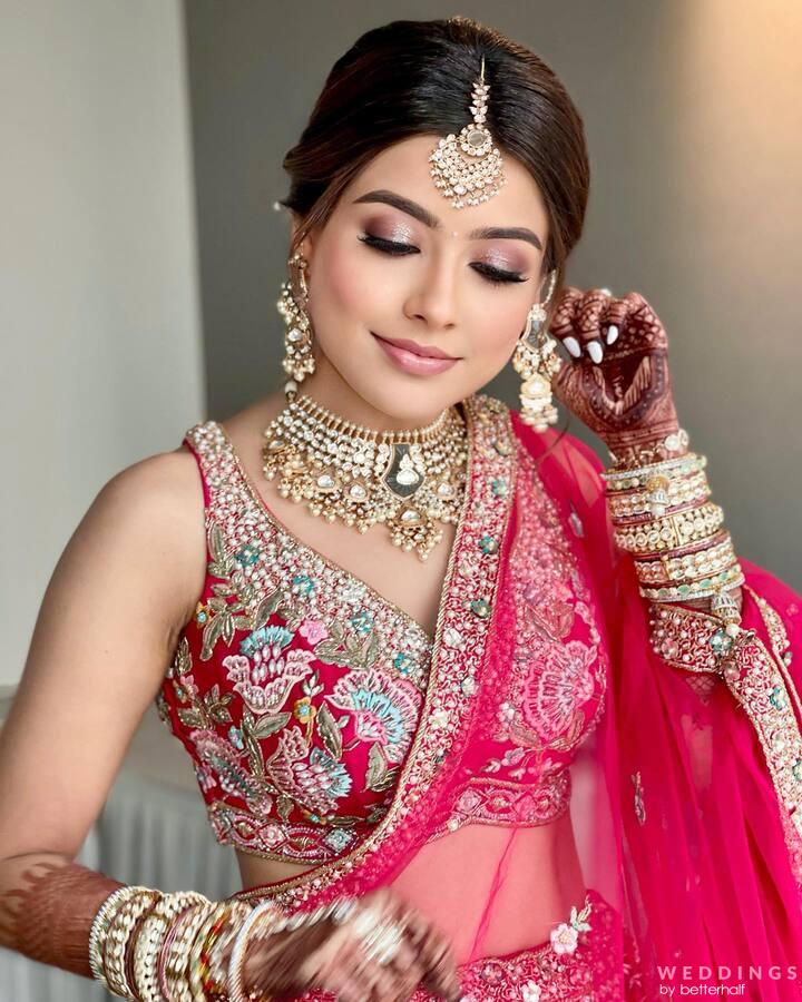30+ Bridal Makeup Ideas to Complement Your Red Wedding Lehenga