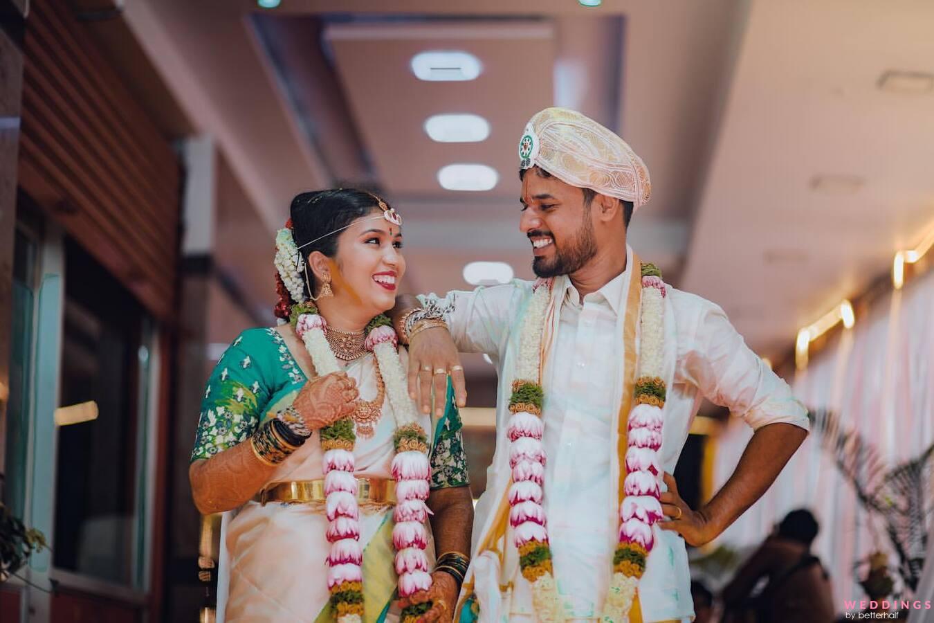 A Colourful South Indian Engagement That Took Place In The Bride's Bea –  Shopzters