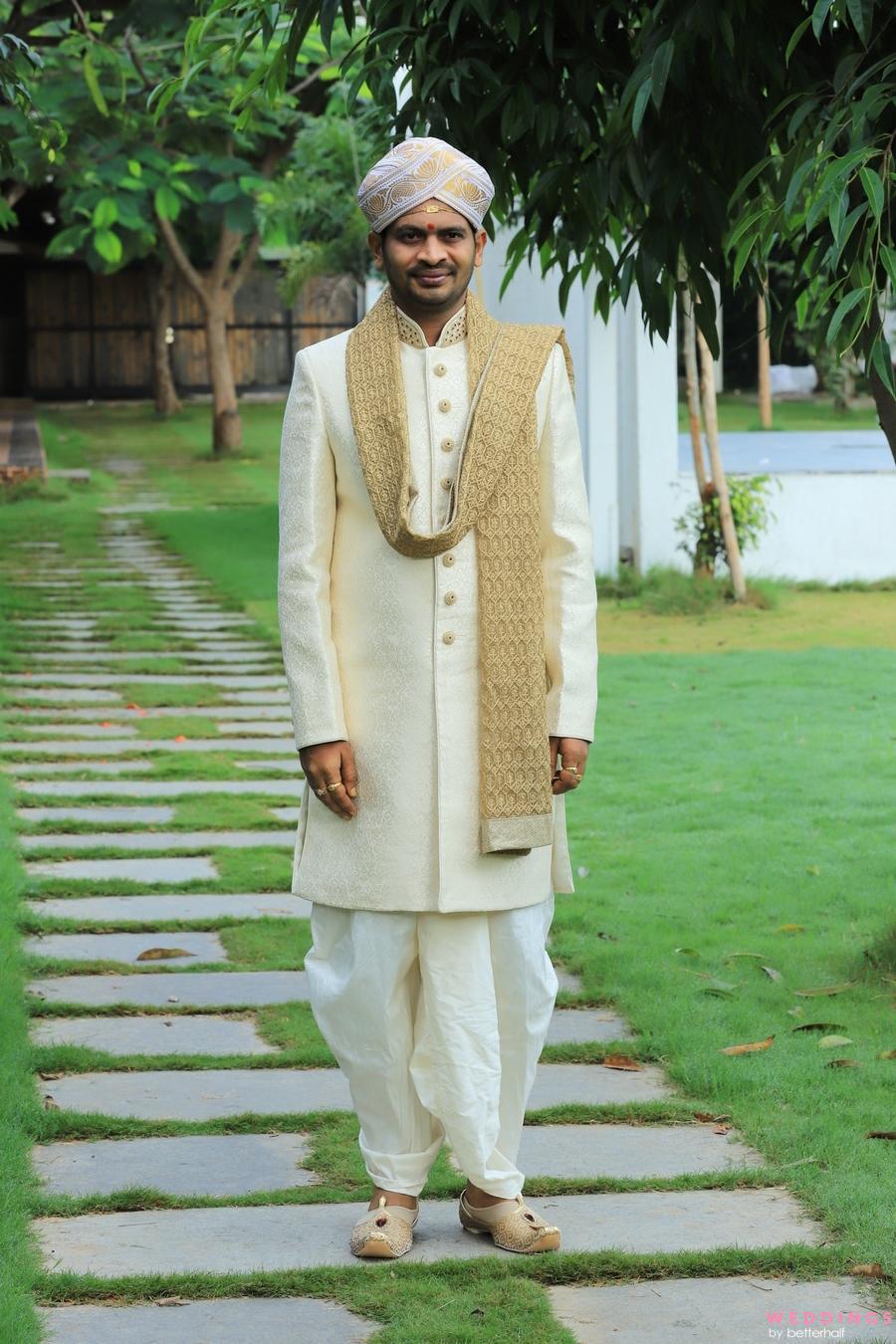 Beige Color Wedding Wear Silk Fabric Designer Readymade Groom Sherwani For  Men