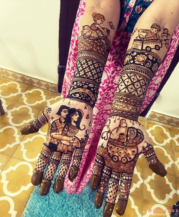 Baby Shower Mehndi Design: गोद भराई के ल‍िए हाथों में सजाएं ये सुंदर  मेहंदी, यहां देखिए बेबी थीम डिजाइंस | Easy godh bharai baby shower mehndi  design latest baby mehndi designs see