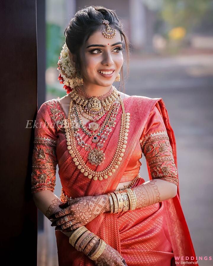 Red saree Telugu bride | Wedding blouse designs, Wedding saree blouse  designs, Bridal sarees south indian